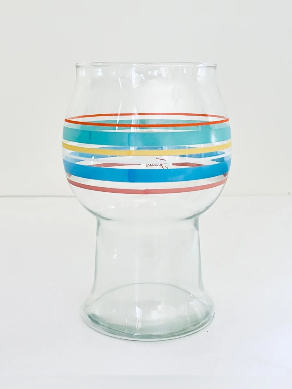 Vintage Fiesta Glass Floating Pillar Holder Hurricane Lamp Striped Original Box